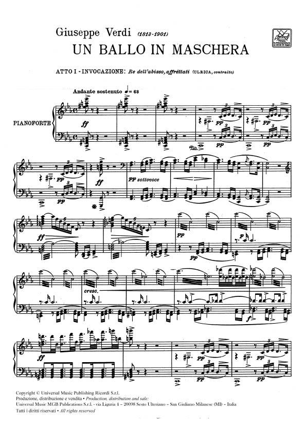 Un Ballo In Maschera: Re Dell'Abisso, Affrettati - Per Contralto E Pianoforte - pro zpěv a klavír